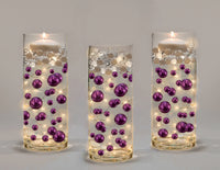 Perles violettes « flottantes » - Décorations de vase sans trou Jumbo/Tailles assorties