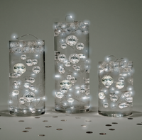 Floating Metallic Silver Pearls-Jumbo Sizes-Fills 1 Gallon of Floating Pearls & the Transparent Gels for Floating Effect-With Exclusive Measured Floating Gels Prep Bag- Option: 3 Submersible Fairy Lights Strings