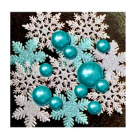 50 Floating Sparkling White and Turquoise Snowflakes-Snowballs-Fills 1 Gallon-With Transparent Gels Floating Kit-Option of 3 Floating Submersible Fairy Lights Strings