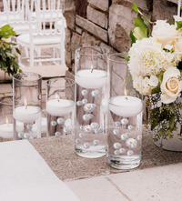 100 Floating White Pearls and Sparkling Gems - Fills 2 Gallons of the Transparent Water Gels for the Floating Effect- With Exclusive Measured Prep Bags - Option: 6 Submersible Fairy Lights Strings