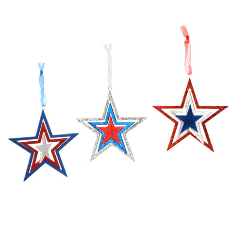 Patriotic Americana Spiral Stars - set of 3 - 4.5" each