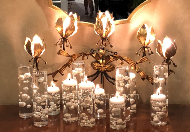 100 Floating White Pearls and Sparkling Gems - Fills 2 Gallons of the Transparent Water Gels for the Floating Effect- With Exclusive Measured Prep Bags - Option: 6 Submersible Fairy Lights Strings