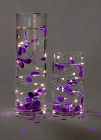 1 GL Floating Metallic Purple Confetti - 1 Pk 2000pc - 1 Set Fills 1 GL Floating for Vases - Option of Fairy Lights - Vase Decorations - Table Scatter